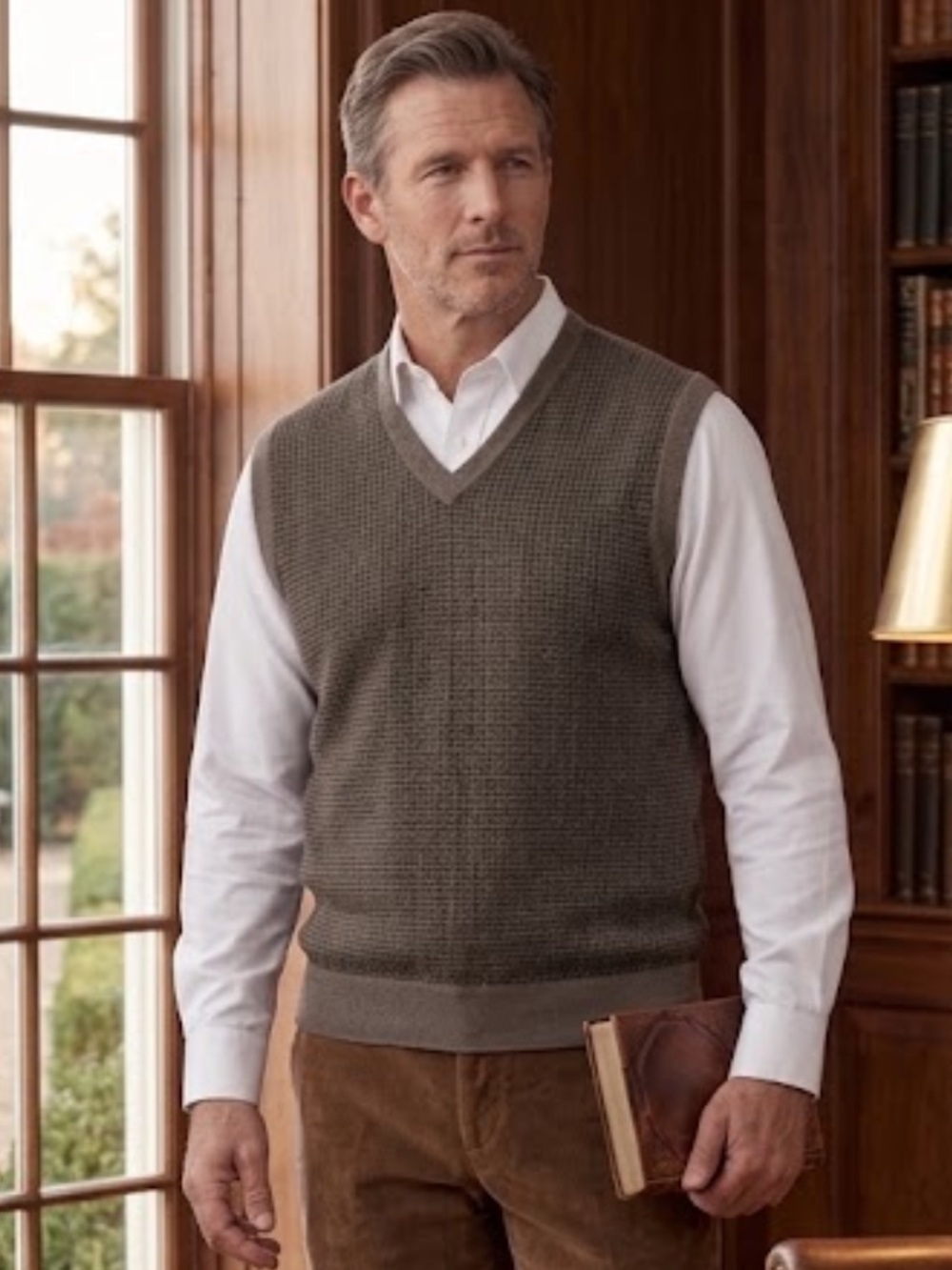 Merino Wool Houndstooth Sweater Vest L Italian Wool Brooks Brothers
U